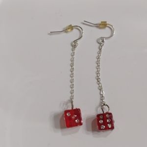 Red dice earrings